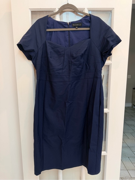 Eloquii Dresses & Skirts - Eloquii Classic Chic Timeless Stretch Fitted Navy Sheath Dress Plus Size 18 NWT
